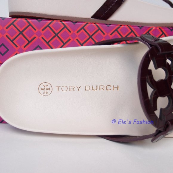 ❤️ NIB Tory Burch Miller Cloud Leather Sandal Cream PLUM US 7 7.5 8.5 9 9.5 AUTH - Picture 9 of 16